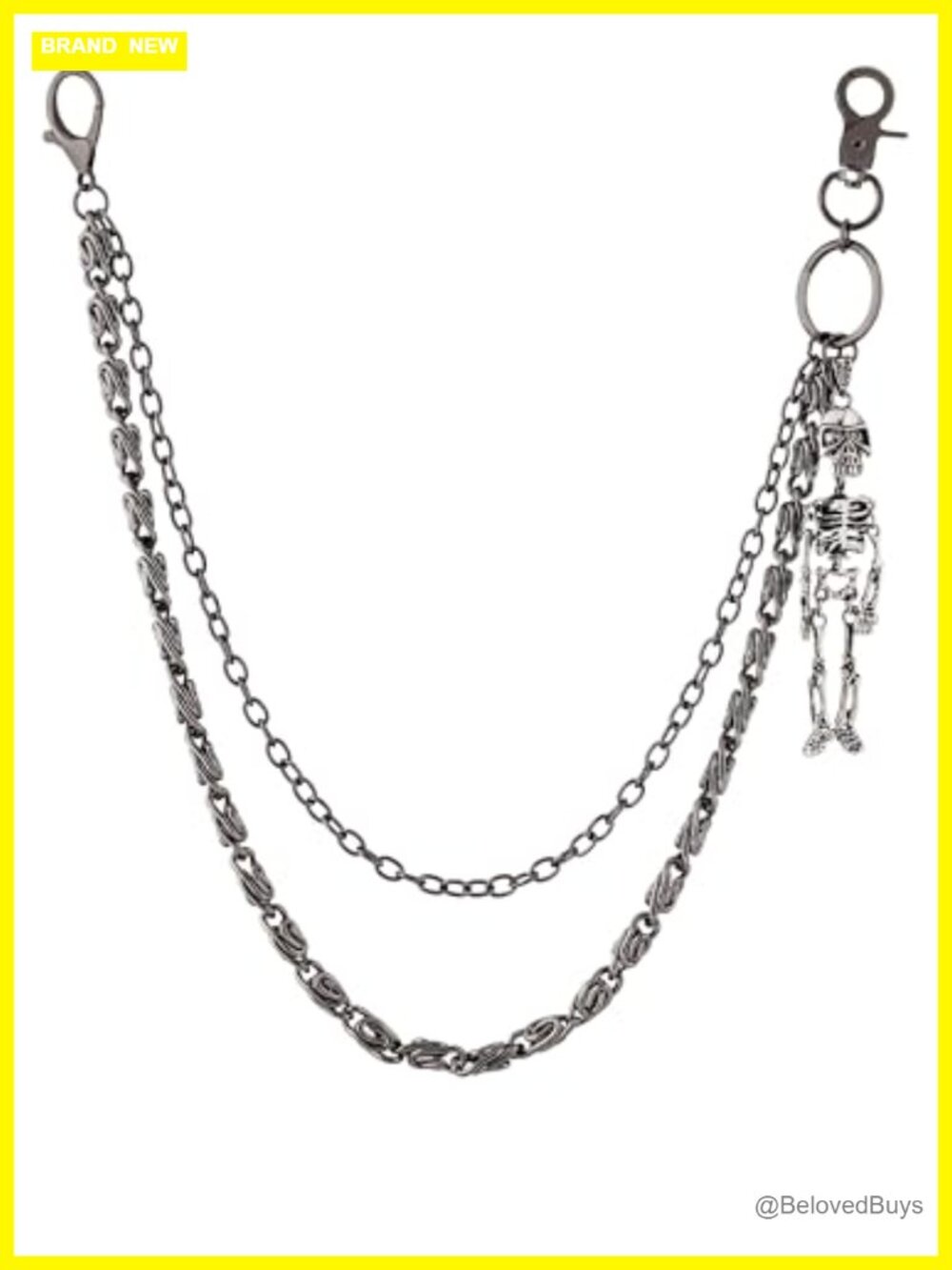 Goth Punk Layered Skull Skeleton Pants Chain Wallet Belt Chain Grunge Alloy